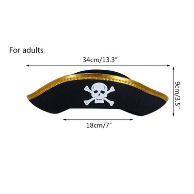 Παιδικό καπέλο πειρατών για ενήλικες Halloween Masquerade Captain Cosplay Στολή Καπέλο Καπέλο Πειρατής Θέμα Halloween Party Hat Performance Prop