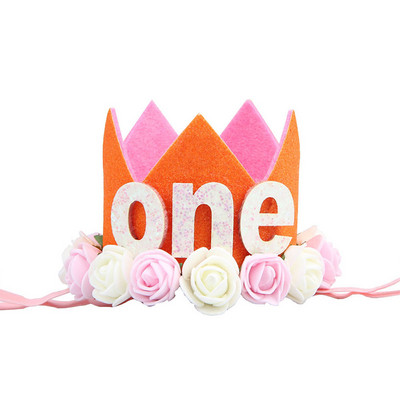 Mazuļa 1. dzimšanas dienas ballītes cepures Zila rozā ziedu kronis Mana pirmās dzimšanas dienas ballītes rotājumi Bērniem 1 gadu dzimšanas dienas dekors Bērnu duša