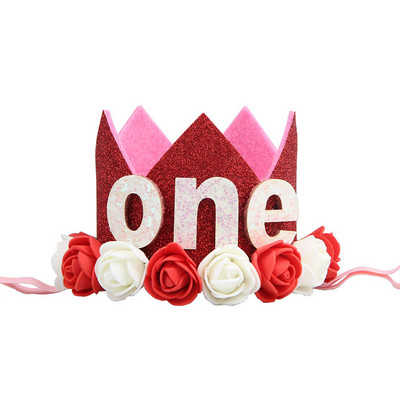 Mazuļa 1. dzimšanas dienas ballītes cepures Zila rozā ziedu kronis Mana pirmās dzimšanas dienas ballītes rotājumi Bērniem 1 gadu dzimšanas dienas dekors Bērnu duša