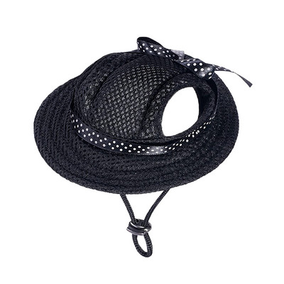 Шапка за кучета Шапки за домашни любимци Кръгла шапка за кучета Външна дишаща слънцезащитна шапка Мрежеста шапка за слънце с регулируема каишка за брадичка за кучета, котки