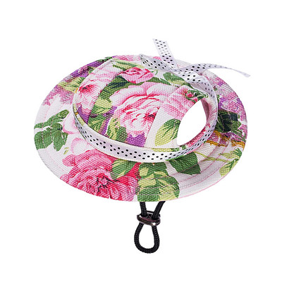 Шапка за кучета Шапки за домашни любимци Кръгла шапка за кучета Външна дишаща слънцезащитна шапка Мрежеста шапка за слънце с регулируема каишка за брадичка за кучета, котки