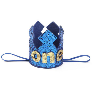 Нова златна шапка за първия рожден ден на момчето с блясък на принцеса Корона номер 1-ва 2 3-годишна парти Baby Shower декор лента за глава Детски подаръци