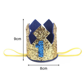 Νέο χρυσό καπέλο γενεθλίων γκλίτερ πριγκίπισσας κορώνα Νούμερο 1ος 2 3 ετών Baby Shower Decor Headband Δώρα για παιδιά