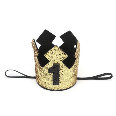 Jauna zelta zēna pirmās dzimšanas dienas cepure mirdzoša princeses kroņa numurs, 1. 2 3 gadus veca ballīte, bērnu duša, dekors galvas saite bērniem, dāvanas