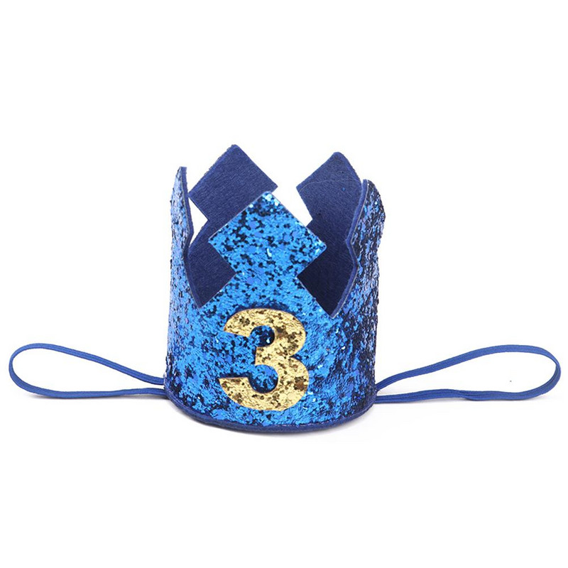 Jauna zelta zēna pirmās dzimšanas dienas cepure mirdzoša princeses kroņa numurs, 1. 2 3 gadus veca ballīte, bērnu duša, dekors galvas saite bērniem, dāvanas