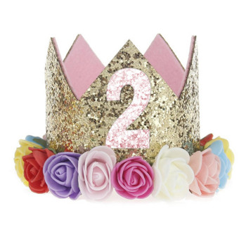 1 бр. Честит първи рожден ден Шапки Декор Шапка Шапка за един рожден ден Princess Crown 1-ва 2-ра 3-та година за домашни любимци Кучета Котки Лента за коса Hot