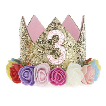 1 бр. Честит първи рожден ден Шапки Декор Шапка Шапка за един рожден ден Princess Crown 1-ва 2-ра 3-та година за домашни любимци Кучета Котки Лента за коса Hot