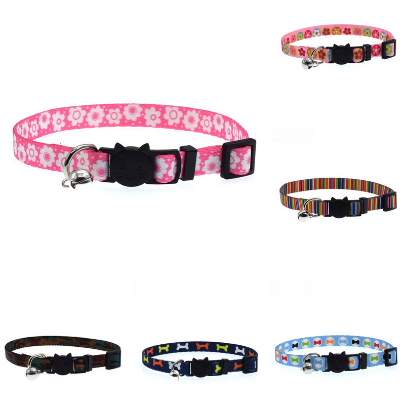 Fashion Lovely nyomtatott biztonsági csat Design Pet Cat állítható nyakörv