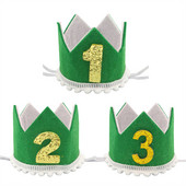 1 db Jungle Safari Green 1 2 3 Crown boldog születésnapot kalap fejpánt hajpánt fotó kellékek babazuhany 1. születésnapi parti dekoráció