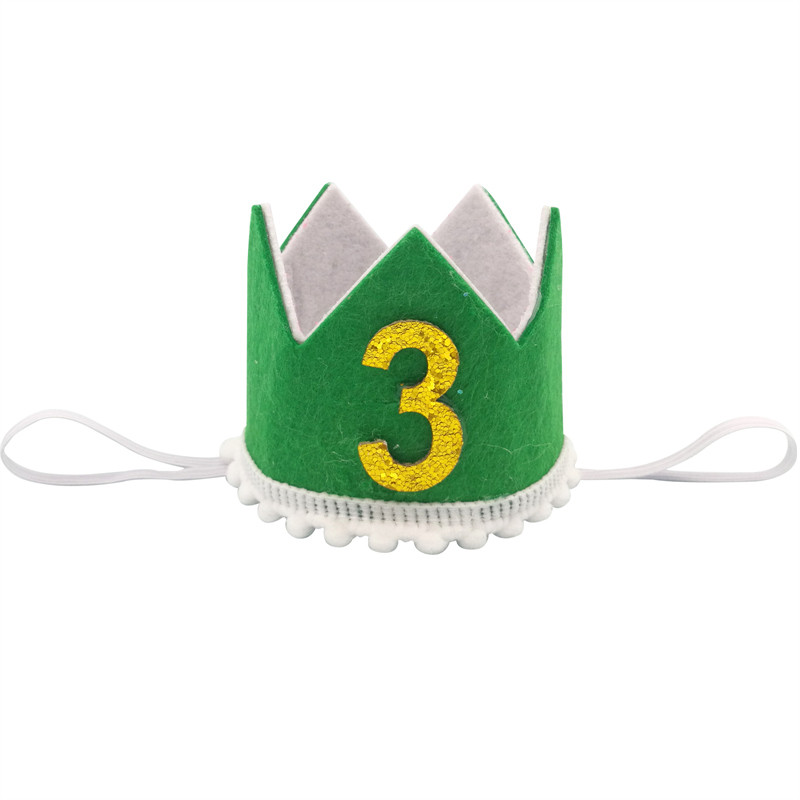 1 db Jungle Safari Green 1 2 3 Crown boldog születésnapot kalap fejpánt hajpánt fotó kellékek babazuhany 1. születésnapi parti dekoráció