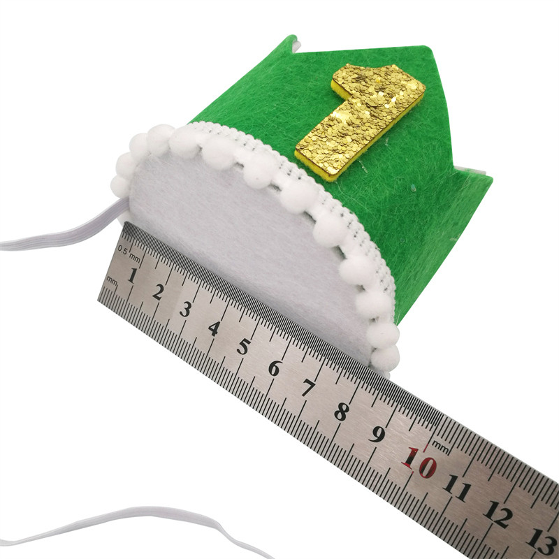 1 db Jungle Safari Green 1 2 3 Crown boldog születésnapot kalap fejpánt hajpánt fotó kellékek babazuhany 1. születésnapi parti dekoráció