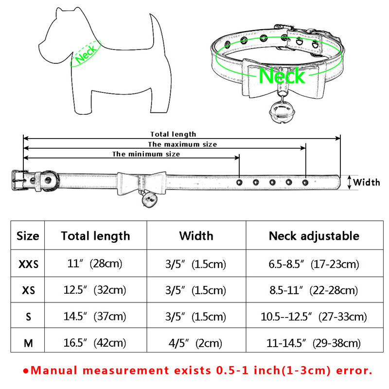 Bowknot kaķa suņu kaklasiksna, āda regulējamas zvana kakla siksnas kaķēnu kucēnu mājdzīvnieku kaklasiksnas mājdzīvnieku aksesuāri sarkans rozā melns XXS XS SM