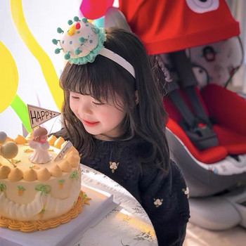 Χαριτωμένο καπέλο με κεριά τούρτας γενεθλίων Σχέδιο δώρου Ζώνη κεφαλής για πάρτι γενεθλίων 3d κέικ Παιδικά αξεσουάρ κεφαλής