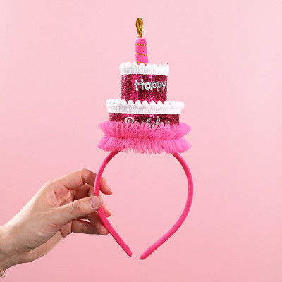 Aranyos kalap születésnapi tortával gyertyákkal Ajándék tervezés Születésnapi parti fejpánt 3D torták Gyerekek Gyerek fejfedők Kiegészítők