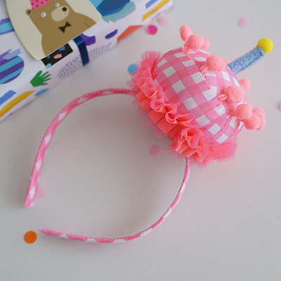 Aranyos kalap születésnapi tortával gyertyákkal Ajándék tervezés Születésnapi parti fejpánt 3D torták Gyerekek Gyerek fejfedők Kiegészítők