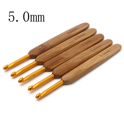 5 τμχ 2,5mm-6mm Μπαμπού Βελονάκια Βελονάκια Βελόνες Χρυσό Χρώμα Για Πλέξιμο Πλεκτομηχανές Εργαλεία Ραπτικής DIY μήκους 13,5cm