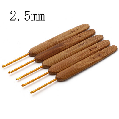 5 τμχ 2,5mm-6mm Μπαμπού Βελονάκια Βελονάκια Βελόνες Χρυσό Χρώμα Για Πλέξιμο Πλεκτομηχανές Εργαλεία Ραπτικής DIY μήκους 13,5cm