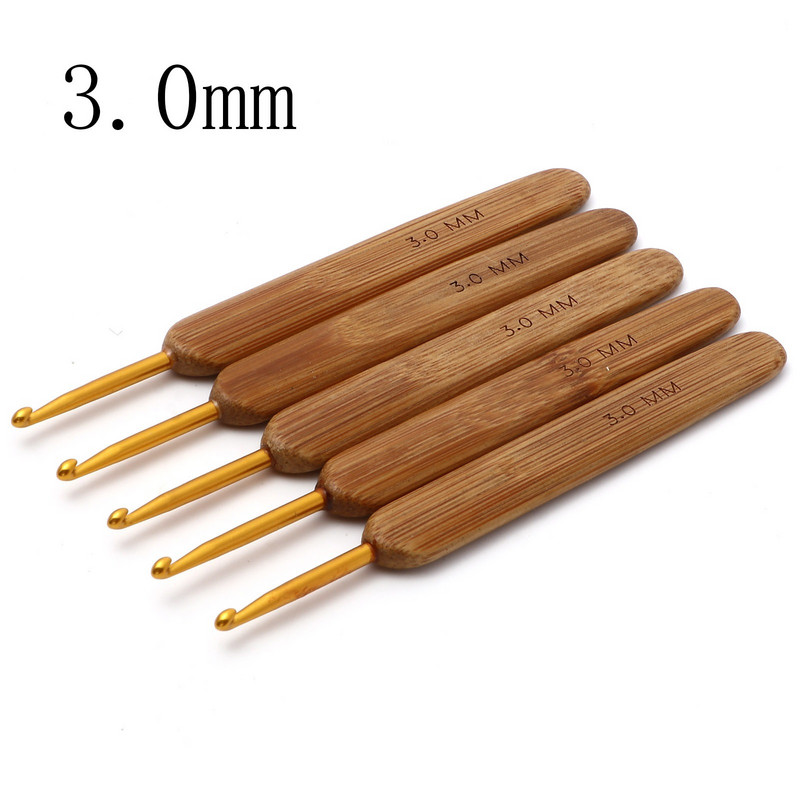 5 τμχ 2,5mm-6mm Μπαμπού Βελονάκια Βελονάκια Βελόνες Χρυσό Χρώμα Για Πλέξιμο Πλεκτομηχανές Εργαλεία Ραπτικής DIY μήκους 13,5cm