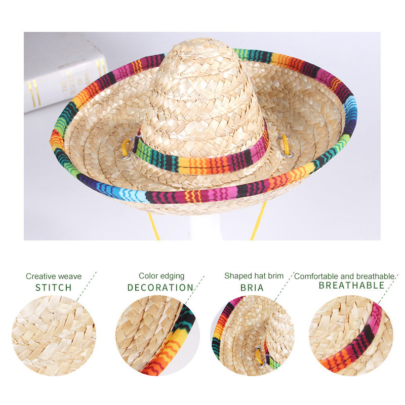 Kisállat kutya szalmakalap Sombrero macska napsapka Hawaii stílusú Beach Party jelmez dekoráció Vicces kutyasapkák macskáknak Chihuahua kutyakiegészítők