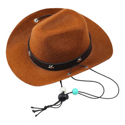 Reguleeritav lemmikloomamüts Western Cowboy stiilis lemmikloomade peakatted, kaunistatud pilkupüüdev koera kassi kostüüm fotode jaoks Cosplay