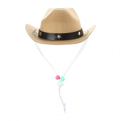 Reguleeritav lemmikloomamüts Western Cowboy stiilis lemmikloomade peakatted, kaunistatud pilkupüüdev koera kassi kostüüm fotode jaoks Cosplay