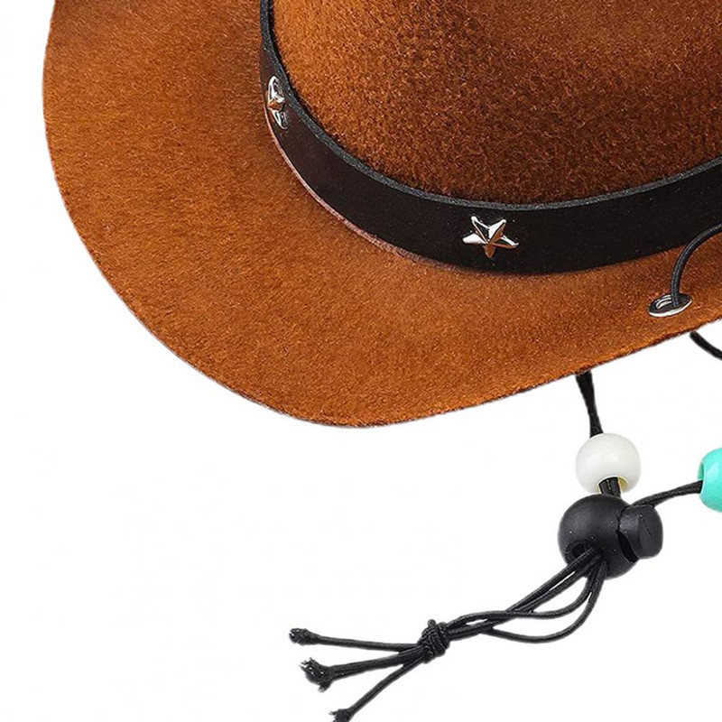 Reguleeritav lemmikloomamüts Western Cowboy stiilis lemmikloomade peakatted, kaunistatud pilkupüüdev koera kassi kostüüm fotode jaoks Cosplay