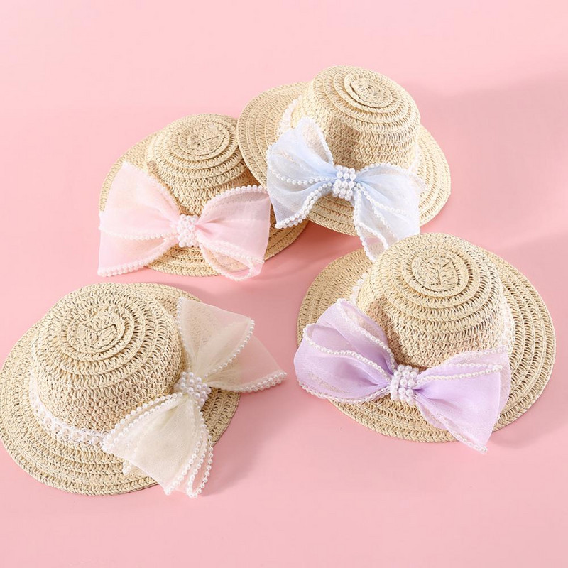 Jauna salmu cepure Kaķu suns Vasaras saulessargs Salmu cepure mājdzīvnieku kucēniem Aksesuāri Maza suņa cepure Salda bantīšu cepure kaķiem Mājdzīvnieku cepures