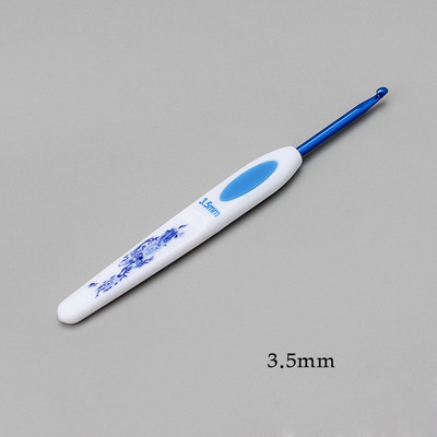 1 db 13,5 cm-es horgolótű, kék-fehér porcelán fogantyú horgolt kötés alumínium horgolt tűk fonalak kötőeszközök 1-6 mm