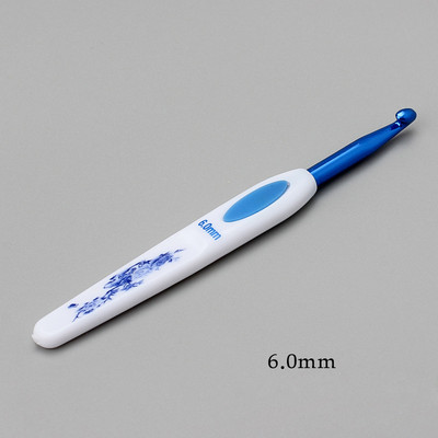 1 db 13,5 cm-es horgolótű, kék-fehér porcelán fogantyú horgolt kötés alumínium horgolt tűk fonalak kötőeszközök 1-6 mm