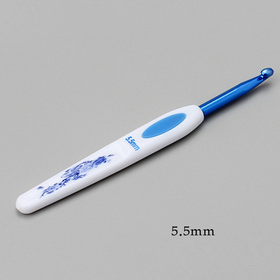 1 db 13,5 cm-es horgolótű, kék-fehér porcelán fogantyú horgolt kötés alumínium horgolt tűk fonalak kötőeszközök 1-6 mm