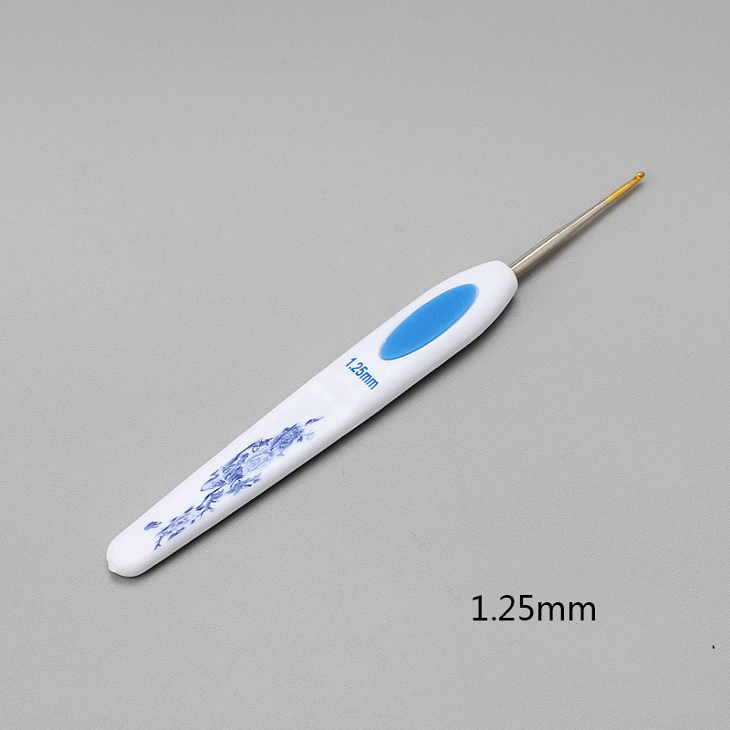 1 db 13,5 cm-es horgolótű, kék-fehér porcelán fogantyú horgolt kötés alumínium horgolt tűk fonalak kötőeszközök 1-6 mm