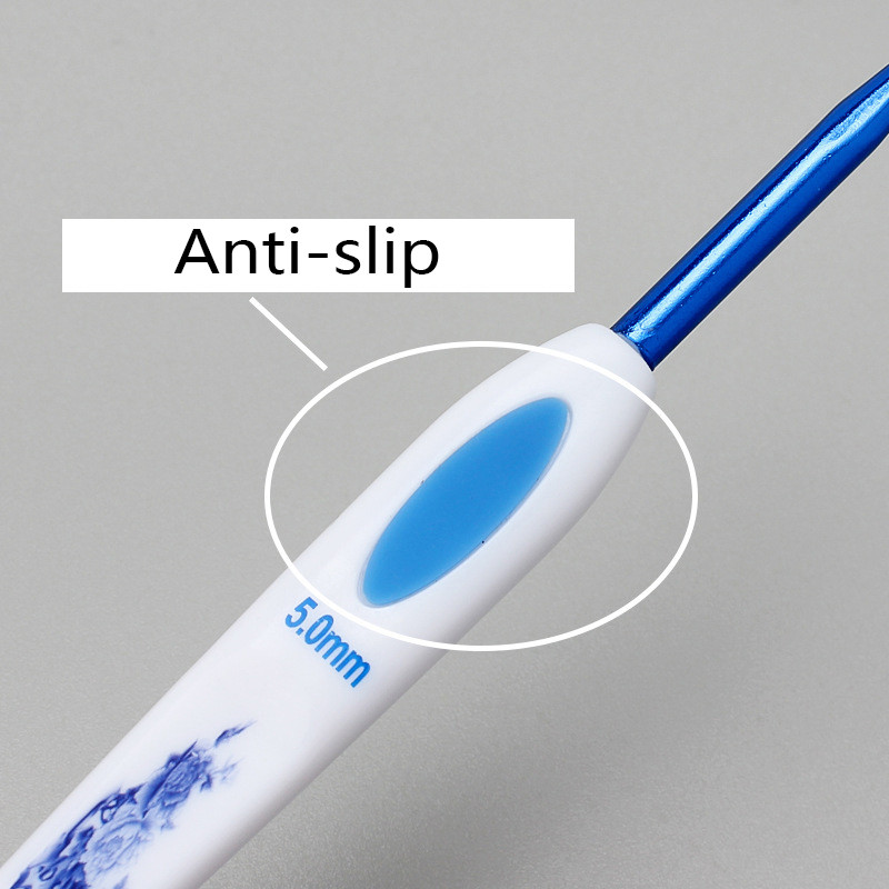 1 db 13,5 cm-es horgolótű, kék-fehér porcelán fogantyú horgolt kötés alumínium horgolt tűk fonalak kötőeszközök 1-6 mm