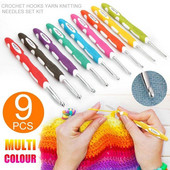 9 DB horgolótű Többszínű alumínium tűk kampók készlet fonal kézműves készlet kötés varrás kiegészítők pulóver sál takaróhoz
