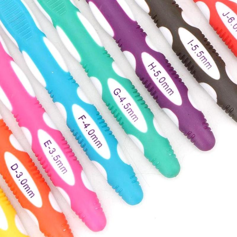 9 DB horgolótű Többszínű alumínium tűk kampók készlet fonal kézműves készlet kötés varrás kiegészítők pulóver sál takaróhoz