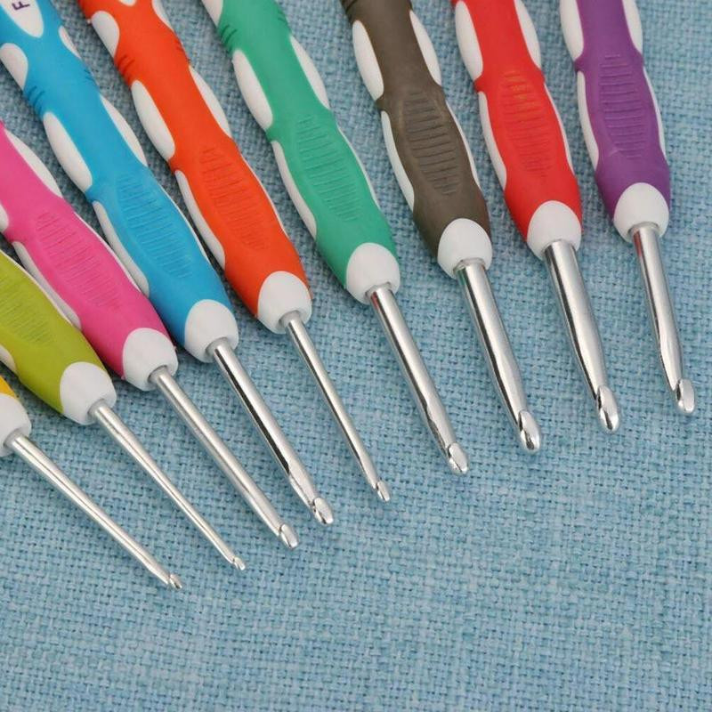 9 DB horgolótű Többszínű alumínium tűk kampók készlet fonal kézműves készlet kötés varrás kiegészítők pulóver sál takaróhoz