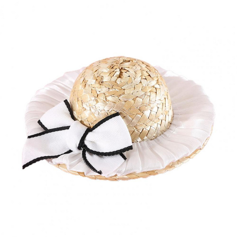 Mājdzīvnieku salmu cepure kaķu suņu galvassegas fotografēšanas rekvizīti Jauki, lieli loki, mežģīņu ziedu galvassegas Eleganta stila kleita, regulējama vasara