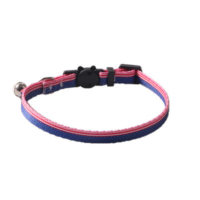 Kaķa kakla siksna ar zvaniņu atdalāmu neilona regulējamu ģeometrijas rakstu meitenēm zēniem kaķiem Kaķēnu kaklasiksna mājdzīvnieku kucēnam un maziem suņiem