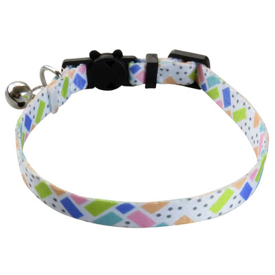 Kaķa kakla siksna ar zvaniņu atdalāmu neilona regulējamu ģeometrijas rakstu meitenēm zēniem kaķiem Kaķēnu kaklasiksna mājdzīvnieku kucēnam un maziem suņiem