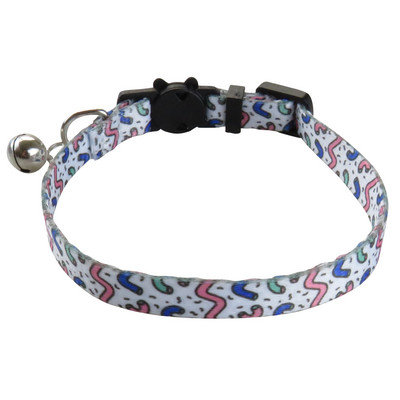 Kaķa kakla siksna ar zvaniņu atdalāmu neilona regulējamu ģeometrijas rakstu meitenēm zēniem kaķiem Kaķēnu kaklasiksna mājdzīvnieku kucēnam un maziem suņiem