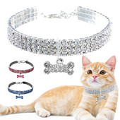 Bling Bone Cat kaklasiksnas rhinestones regulējami mājdzīvnieku kaklarota kvēlojošs kucēns mazs suns kaķēns kaklasiksnas Kakls Chihuahua kaklasiksnas produkts