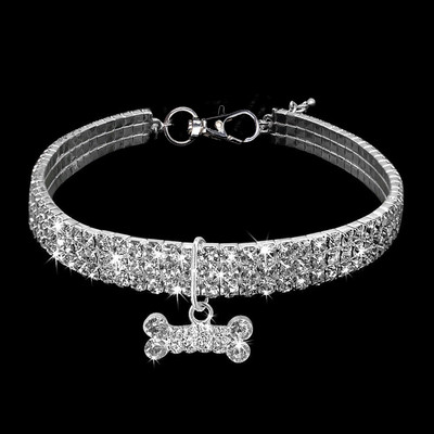Bling Bone Cat kaklasiksnas rhinestones regulējami mājdzīvnieku kaklarota kvēlojošs kucēns mazs suns kaķēns kaklasiksnas Kakls Chihuahua kaklasiksnas produkts