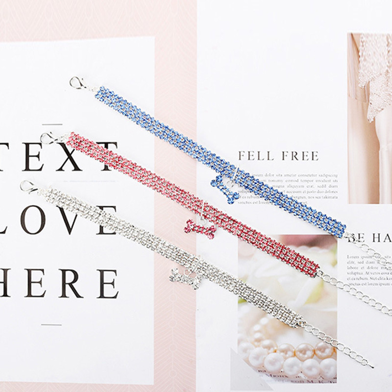 Bling Bone Cat kaklasiksnas rhinestones regulējami mājdzīvnieku kaklarota kvēlojošs kucēns mazs suns kaķēns kaklasiksnas Kakls Chihuahua kaklasiksnas produkts