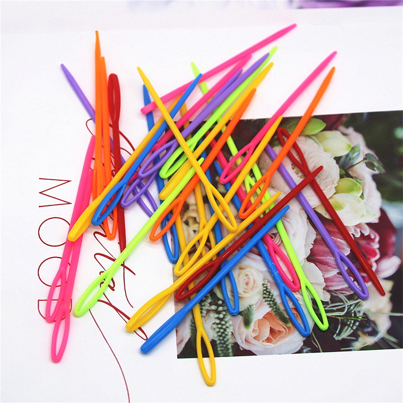 9cm 100gab plastmasas šūšanas adatas Bodkin izšūšanas vilnas adāmadatas Roku apgriešana Rokdarbi Šūšanas DIY Amatniecības instrumenti