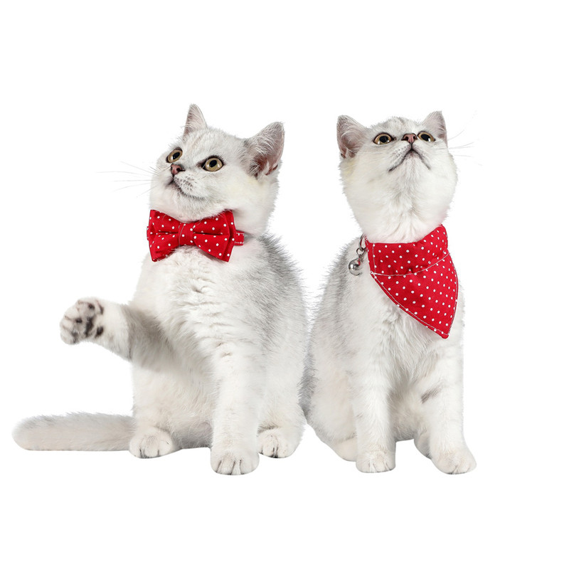 Aranyos csokorcsomós macskanyakörv pontmintás háziállatok előke Állítható cica nyaklánc csokornyakkendő biztonsági csat kölyök Chihuahua bandana kellékek