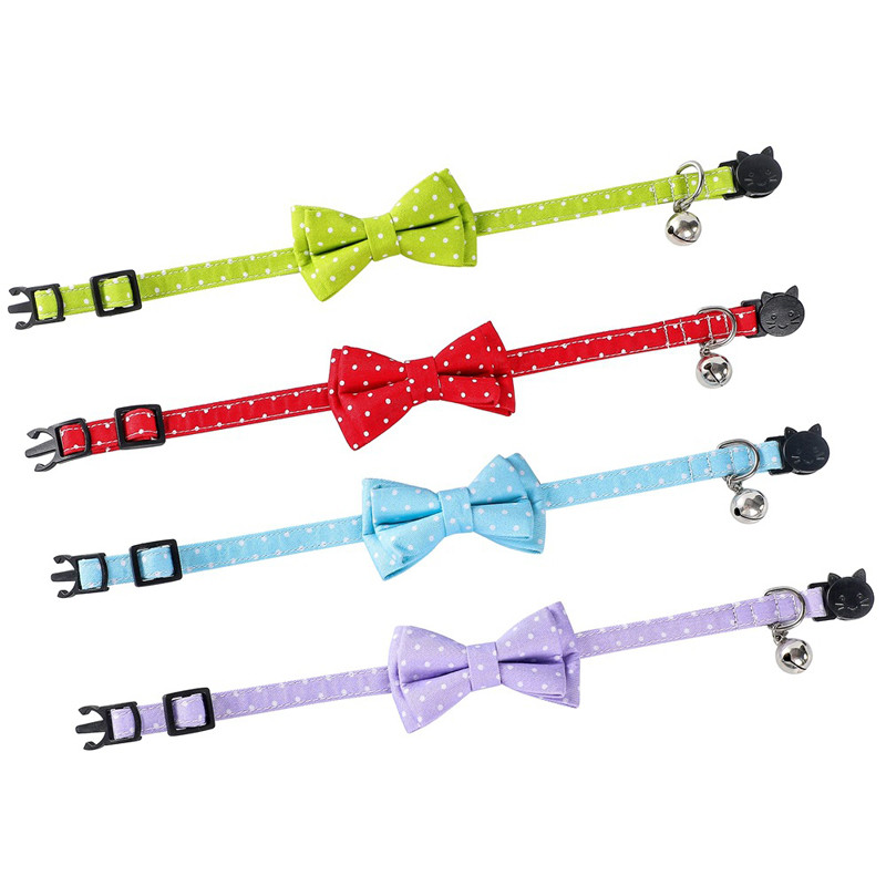 Aranyos csokorcsomós macskanyakörv pontmintás háziállatok előke Állítható cica nyaklánc csokornyakkendő biztonsági csat kölyök Chihuahua bandana kellékek