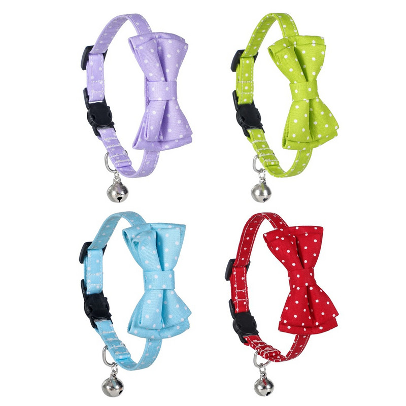 Aranyos csokorcsomós macskanyakörv pontmintás háziállatok előke Állítható cica nyaklánc csokornyakkendő biztonsági csat kölyök Chihuahua bandana kellékek