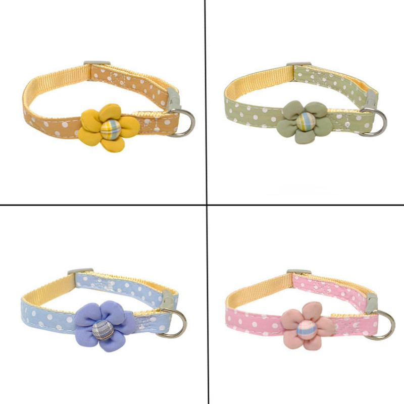 Ρυθμιζόμενο κολάρο για κουτάβια πουά με χαριτωμένη διακόσμηση λουλουδιών για γατάκια & αξεσουάρ κουταβιών Προϊόντα ταξίδια σε εξωτερικούς χώρους