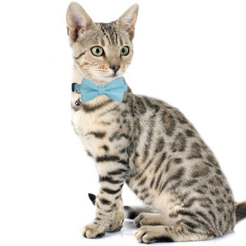 Κολάρα γάτας Breakaway με χαριτωμένο παπιγιόν και δέρμα καμπάνας PU για γατάκι κορίτσι αγόρι ρυθμιζόμενο κολάρο ασφαλείας για κατοικίδια μικρά σκυλιά