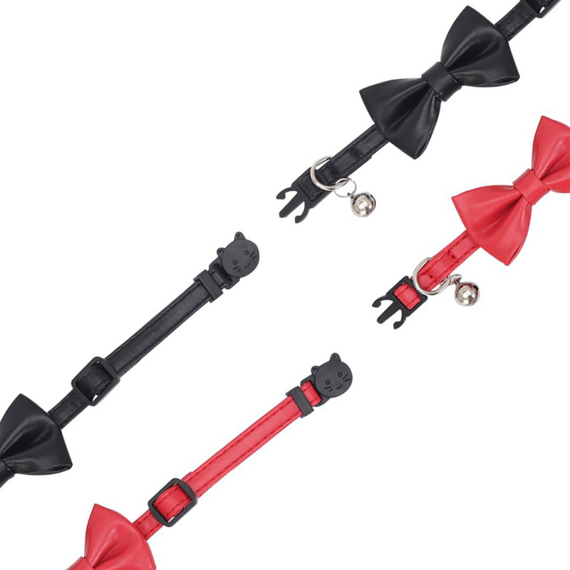 Kaķa kaklasiksna Breakaway ar jauku tauriņu un zvana PU ādu kaķēnu kaķēnu meitenei, regulējama drošības apkakle maziem mājdzīvniekiem