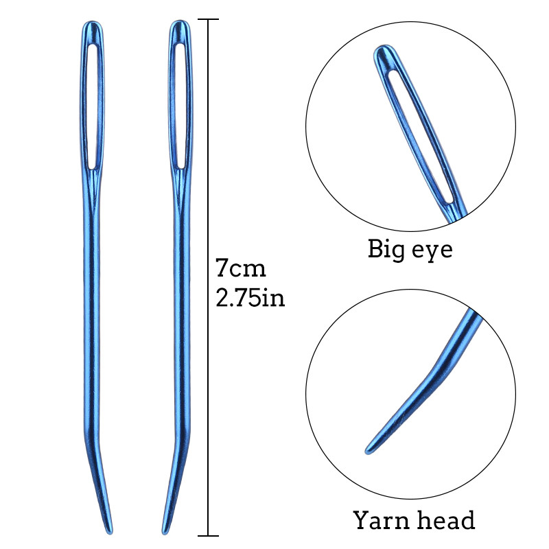 2db/szett Gobelin hajlított hegyű tűk alumínium nagy szemű hajlított tűfonal kötőtűk nagy szemű tompa tű varróeszköz